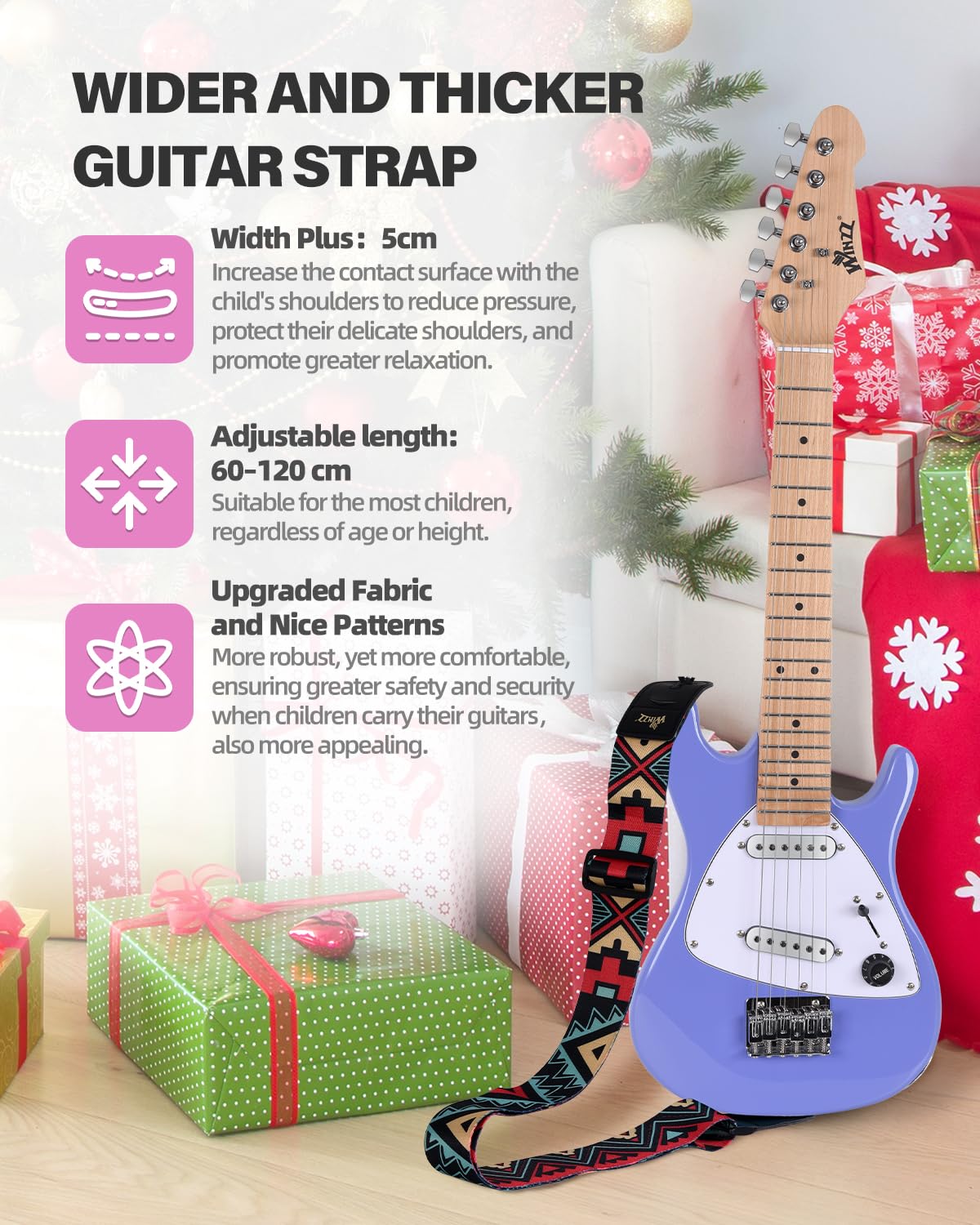 Winzz 30 Inch Kids Electric Guitar Beginner Kit, Junior 1/4 Size Mini Electric Guitar for Children Complete Stater Set with Amp, Gloosy Purple Colour