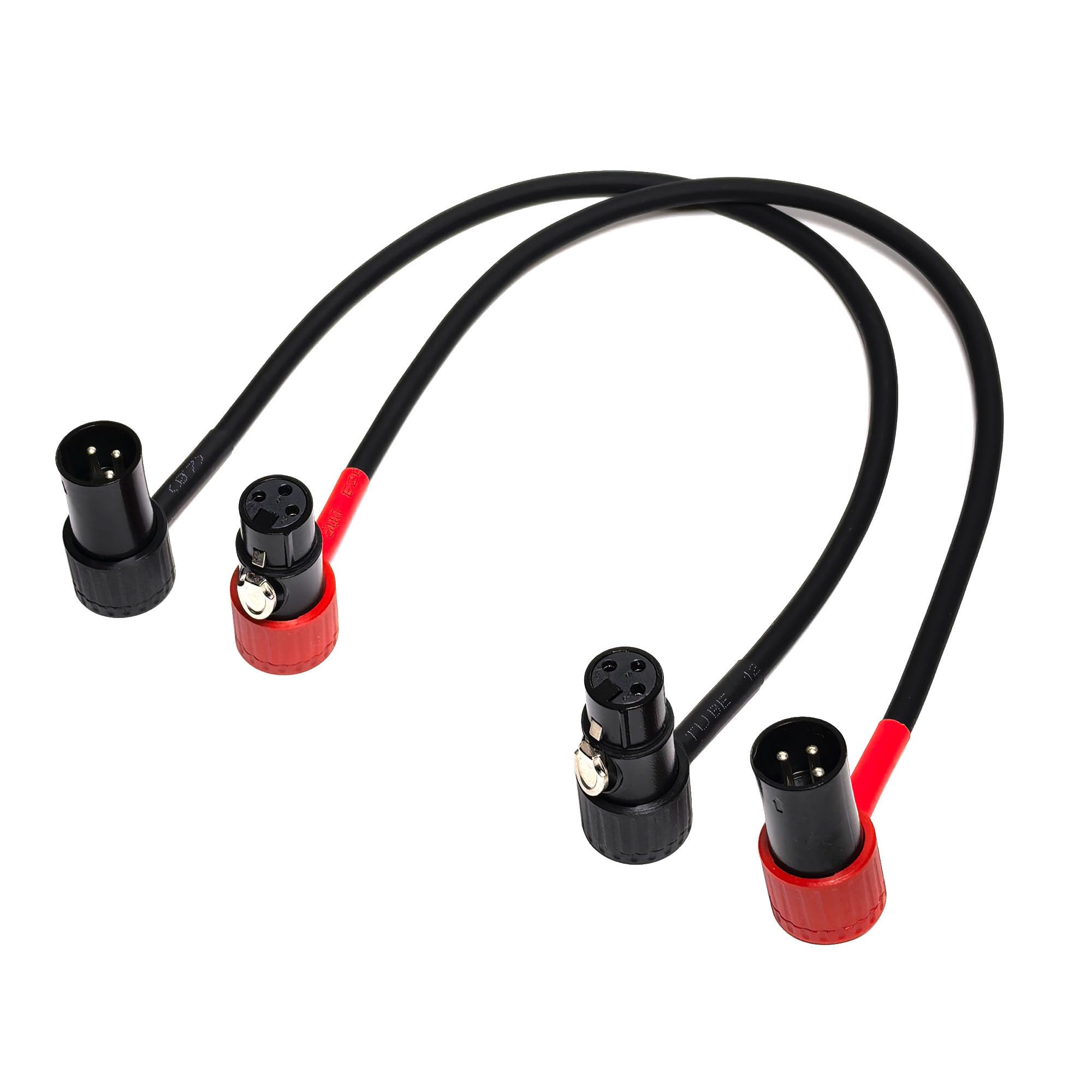 WJSTN 3-Pin Female Right Angle XLR to 3-Pin Male Right Angle XLR Cable 100° Adjustable, Professional Audio Balanced Interconnect for Microphones, Mixers, Speakers -, 2-Pack (1Feet)