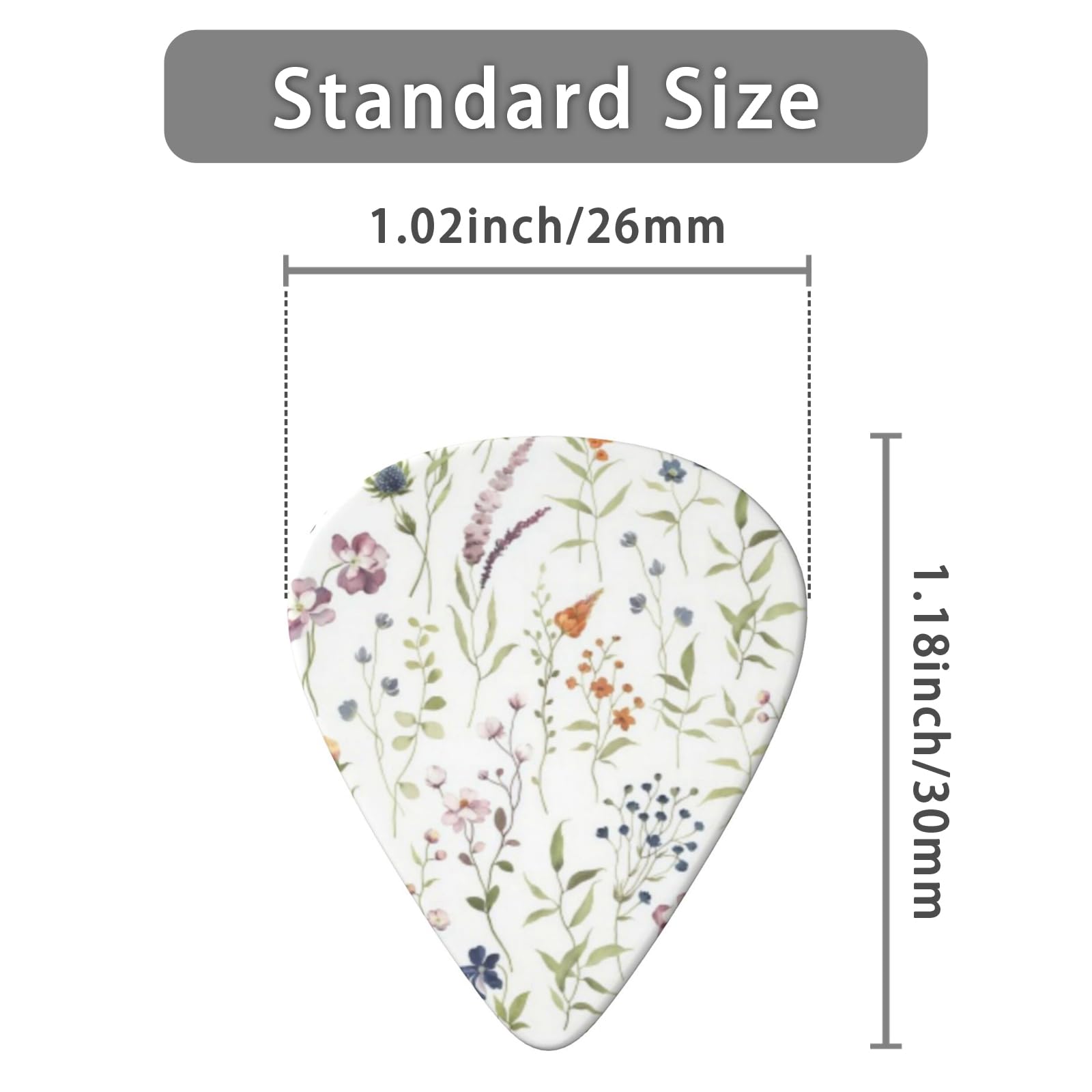LOZUQII 6 Pack Guitar Picks with Bag, Medium 0.71mm – Colorful Flowers