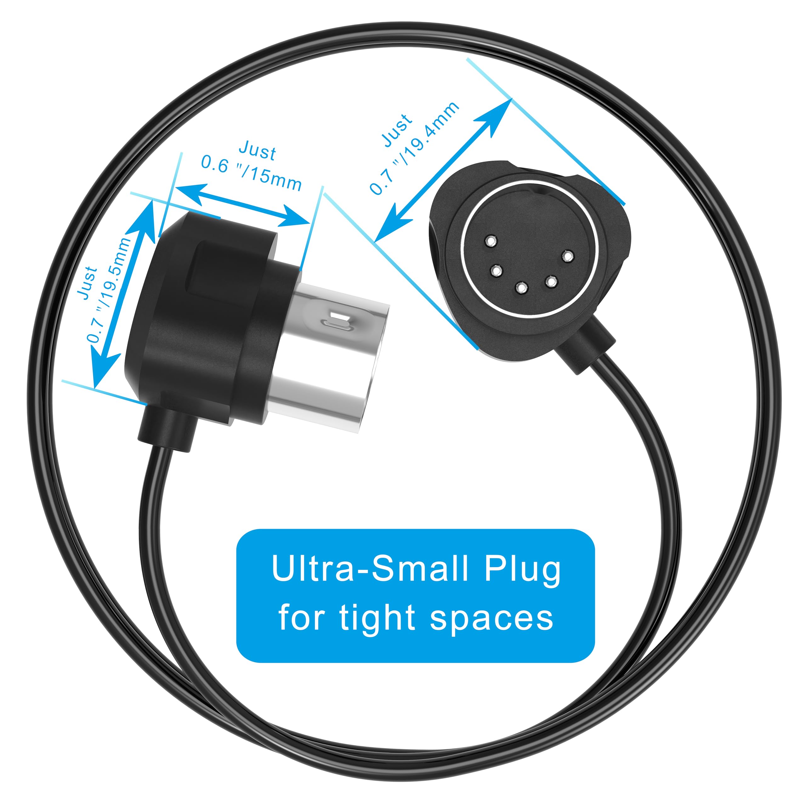 FORE 2-Pack 1-Feet/ 30cm 45-Degree Symmetry Angled MIDI Cable with Ultra-Small Plugs for Tight Space, 5-Pin Din MIDI Cable Compatible with MIDI Keyboard/Interface/Guitar Multi Effects 2-Pack 1ft/30cm
