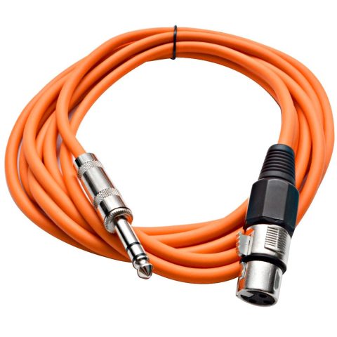 Seismic Audio – SATRXL-F10 – Orange 10′ XLR Female to 1/4″ TRS Patch Cable