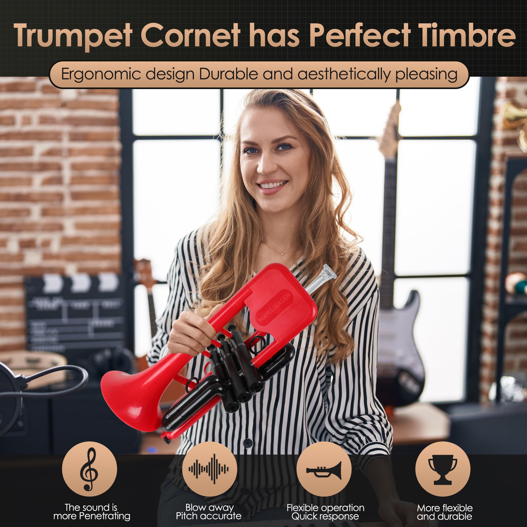 PAMPET SEA LION Plastic Bb Trumpet for Advanced Student Beginner Red