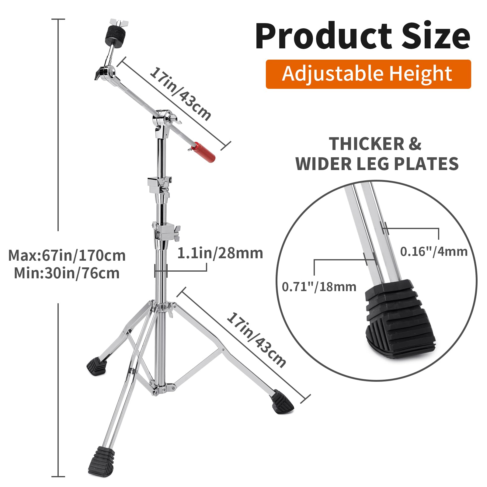Seteol Heavy Duty Boom/Straight 2-in-1 Convertible Cymbal Stand