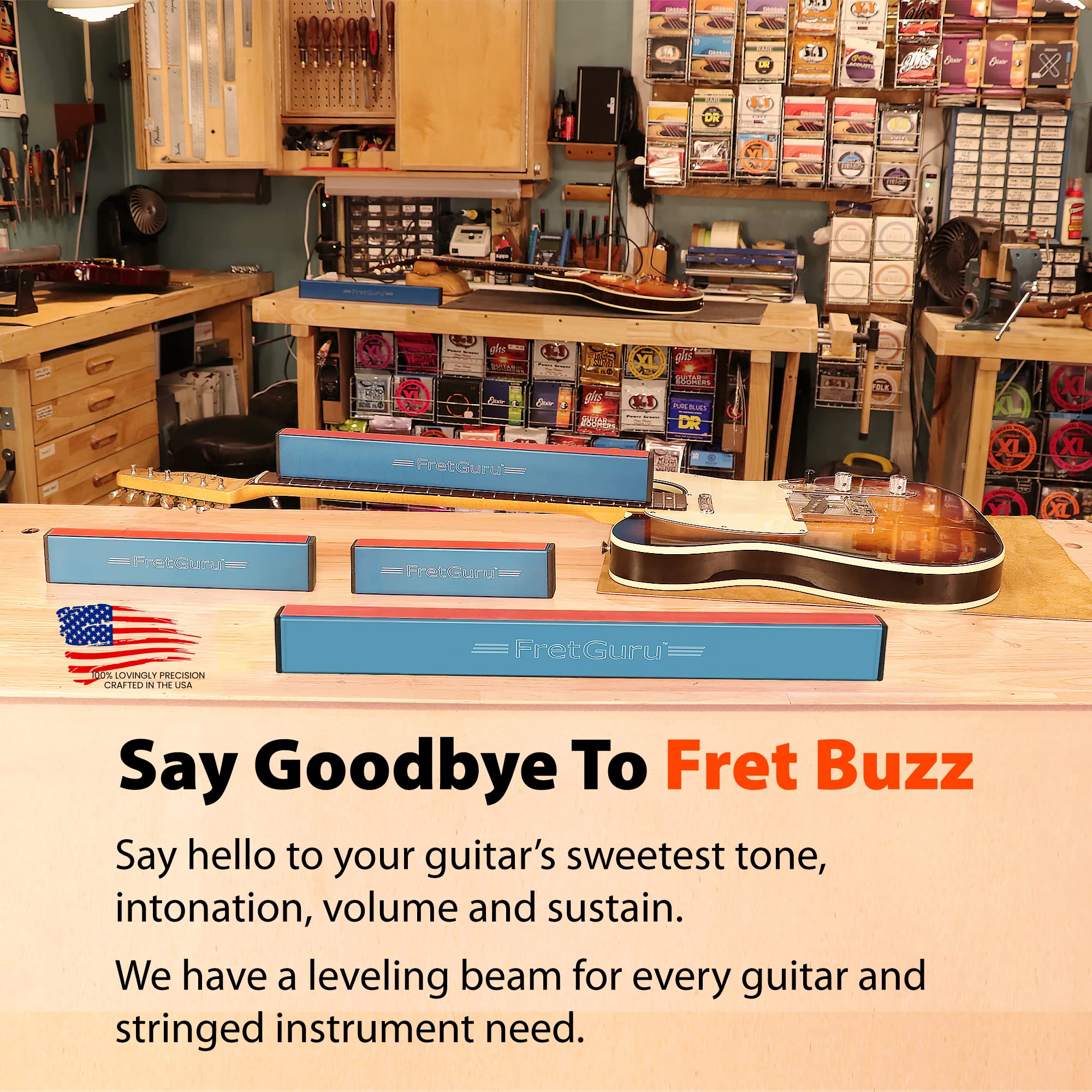 FretGuru Fret Leveler – Professional Sanding Beam Ultra-Precision, 10″