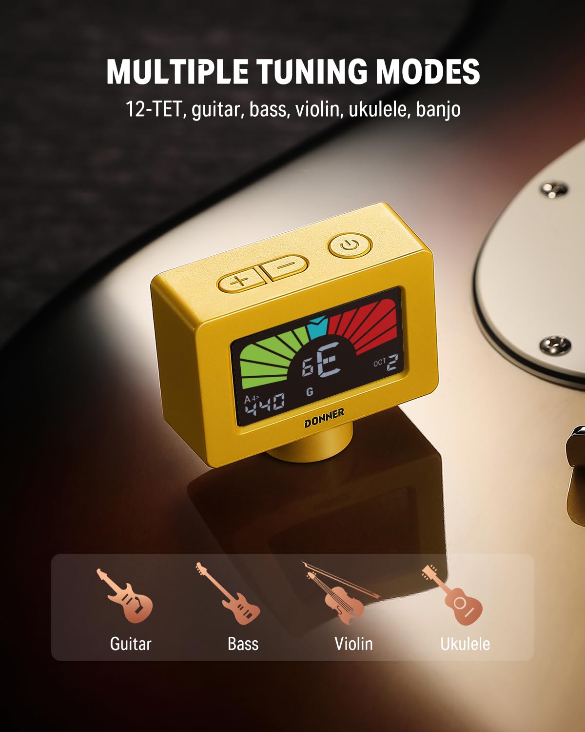 Donner Guitar Tuner Clip on Magnetic Tuner DT-10, Yellow