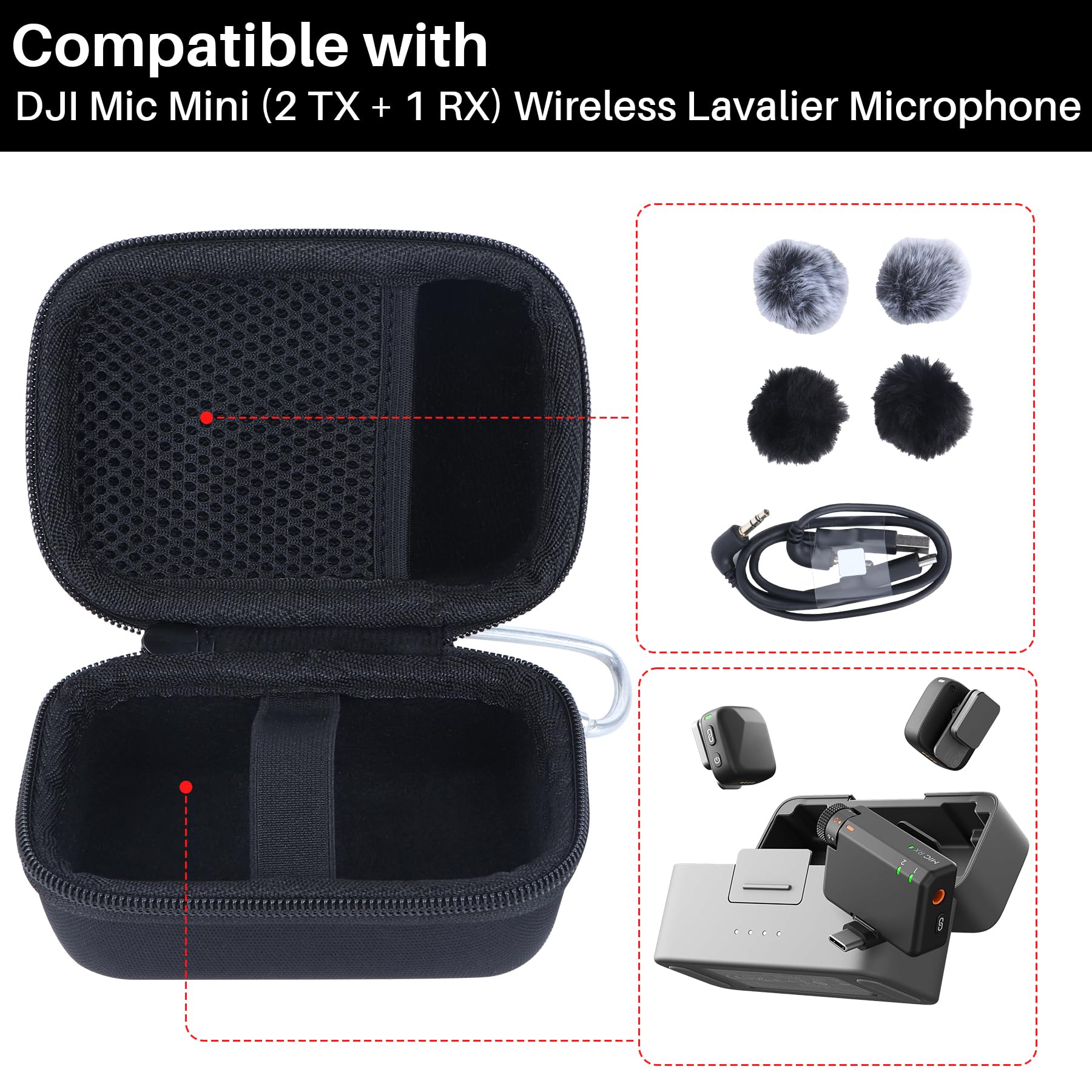Lebakort Storage Case Compatible with DJI Mic Mini (2 TX + 1 RX + Charging Case) Wireless Lavalier Microphone (Storage Case for Charging Case)