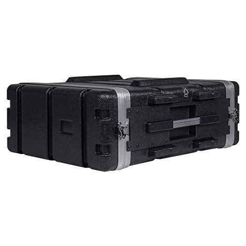 Sound Town Lightweight 2U PA DJ Rack/Road Case with ABS Construction, 19” Depth and Heavy-Duty Latches (STRC-A2U)