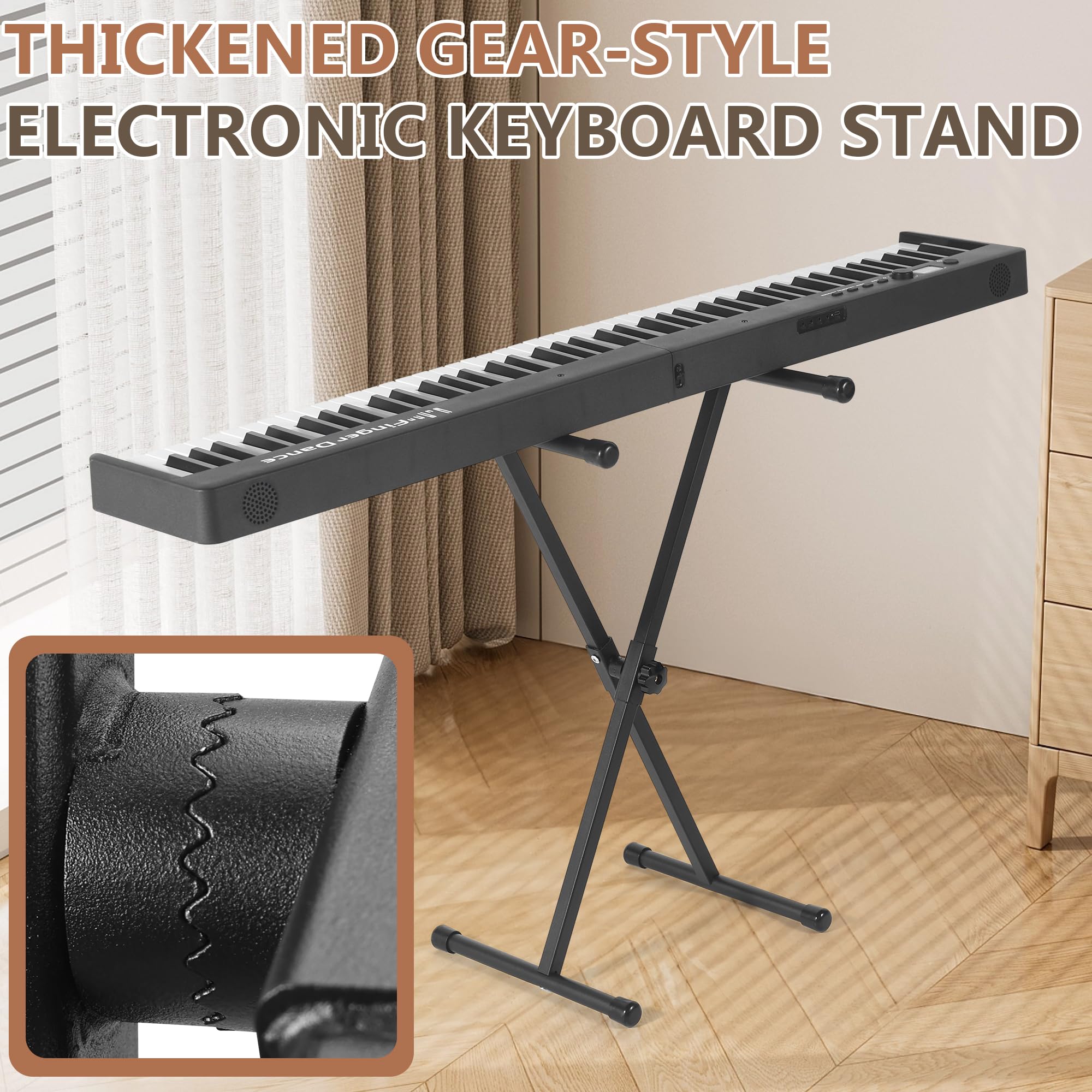 Woxnoc Keyboard Stand, Adjustable X-Shaped Folding Piano Stand , Black