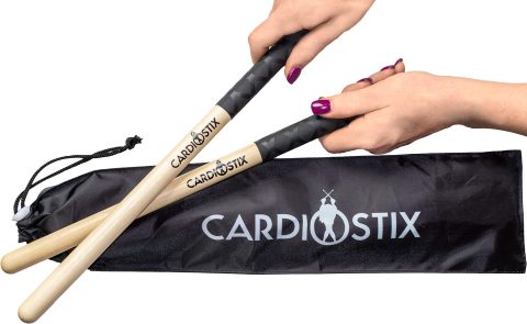 CardioStix Bundle 8oz Highest-Weighted(1 PAIR WITH BAG) Premium American Hickory Wood Cardio Drum Sticks | For Drumming, Fitness, Aerobic Class, Exercises(Black Bundle)