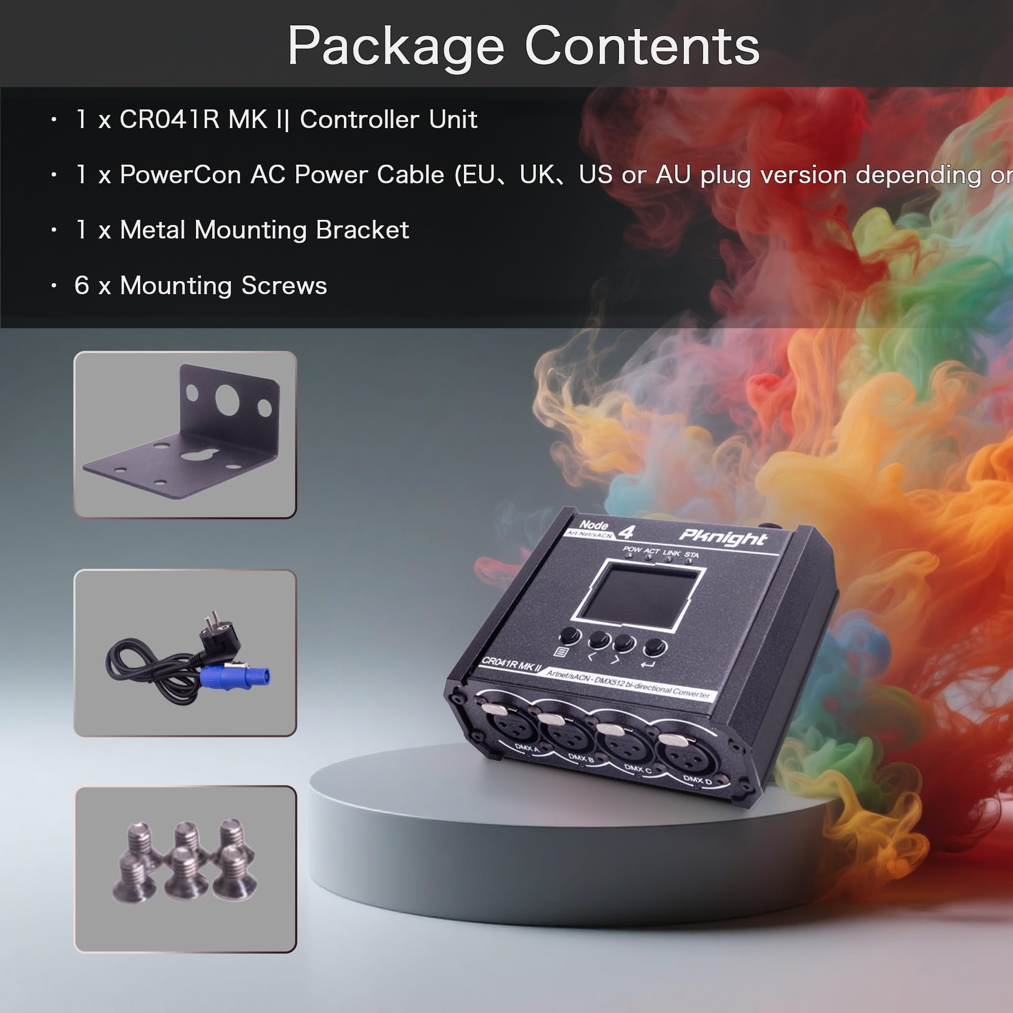 Pknight 3-Pin 4-Port Bidirectional ArtNet/sACN to DMX512 Node