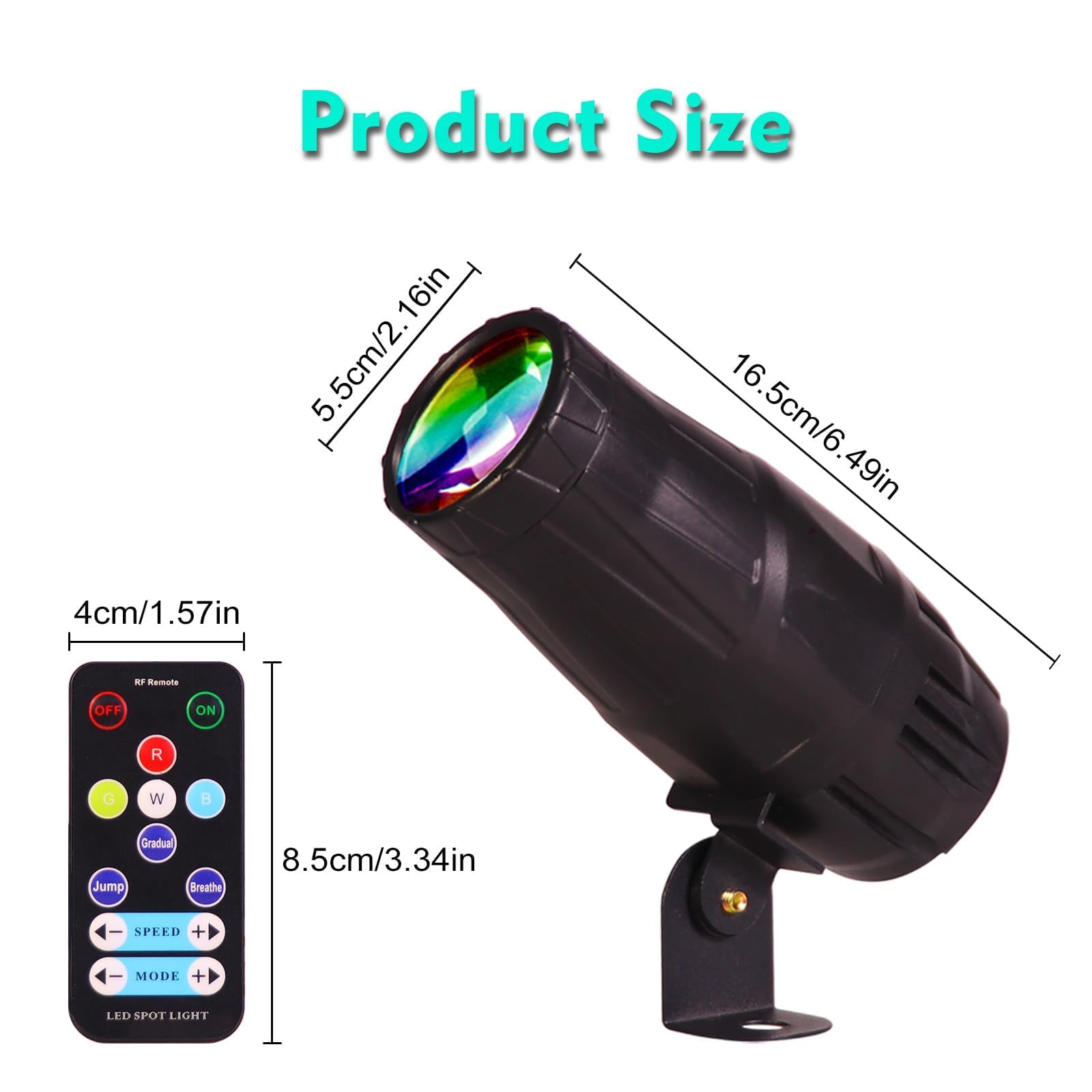 Ecostrobe LED Pinspot Light,Stage Spotlight Mini 15W RGBW Disco Ball Spot Lights 4 in 1 Stage Lighting Mirror Ball Light with Remote Control for DJ Disco Party Bar Club Wedding (1 Pack)