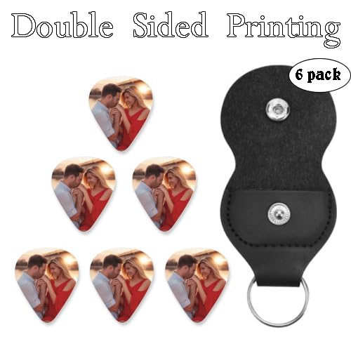 Custom Guitar Picks 6-Pack, Double-Sided Personalized Guitar Pick with Photo/Text/Logo, Fits Guitar/Bass/Ukulele, Ideal Music Accessories Gift(0.96mm)