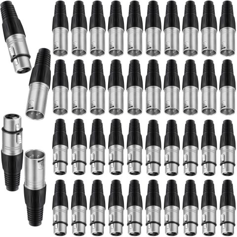 Zhengmy 40 Pcs 3 Pin XLR Solder Type Connector Cable Connector Microphone Audio Socket Accessories Made of Zinc Alloy for Microphone