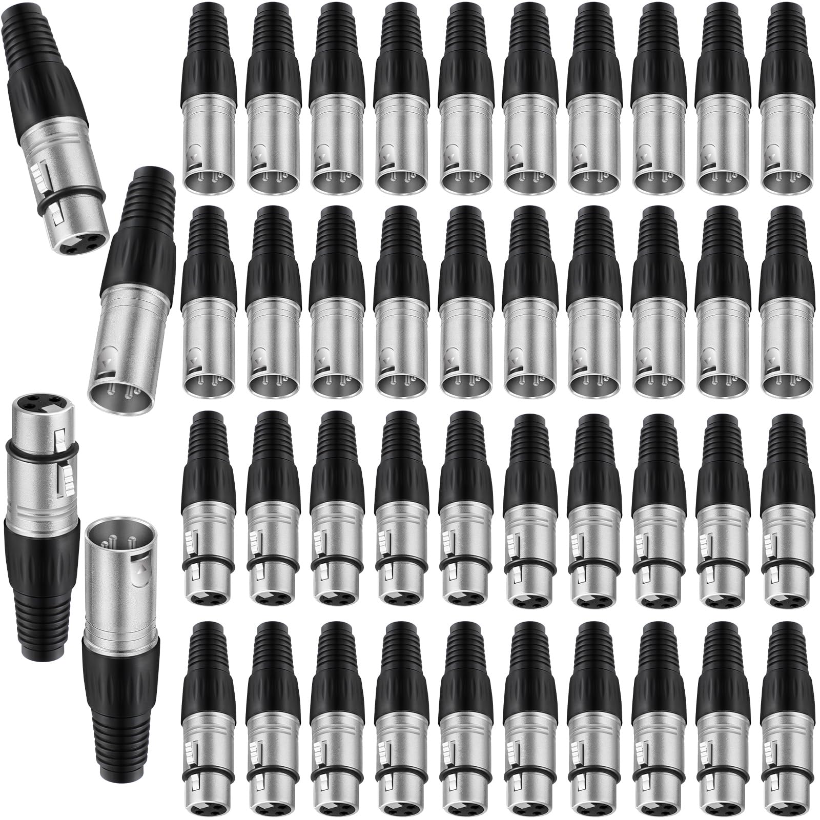 Zhengmy 40 Pcs 3 Pin XLR Solder Type Connector Cable Connector Microphone Audio Socket Accessories Made of Zinc Alloy for Microphone