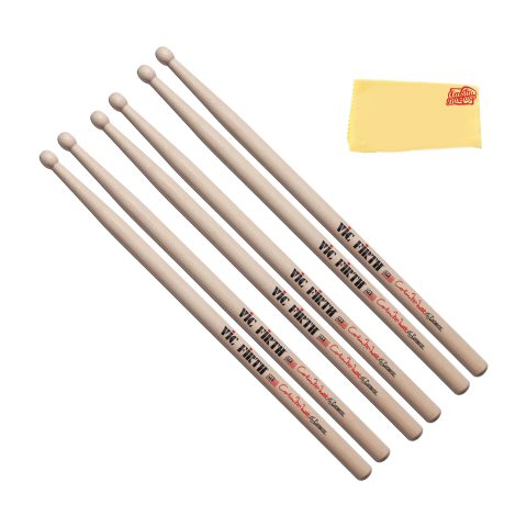 Vic Firth SCM Corpsmaster Signature Snare Colin McNutt Drumsticks – 3-Pack Bundle with Austin Bazaar Polishing Cloth