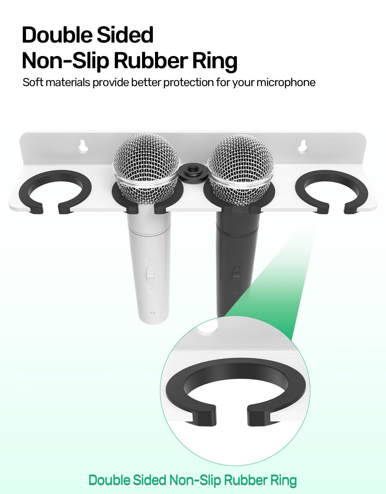 White Multi Mic Holder for Handheld Mic, Wall/Stand Mount Organizer Storage