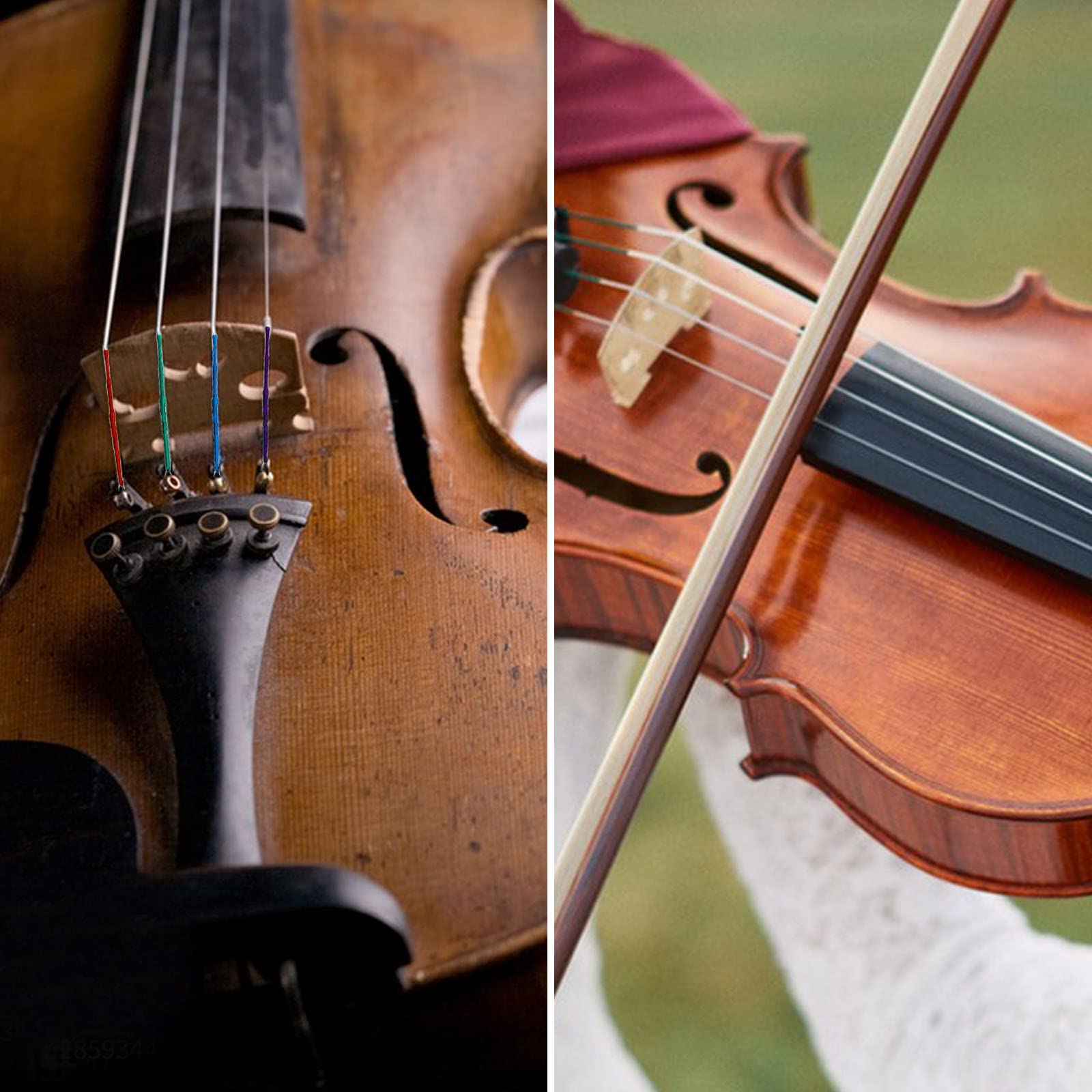 DaKuan 4/4 Full Set Violin Strings + 2 Bow Hair Sets | Nickel Ball End | Professional Quality for All Violin Sizes (1/2, 1/4, 3/4, 4/4)
