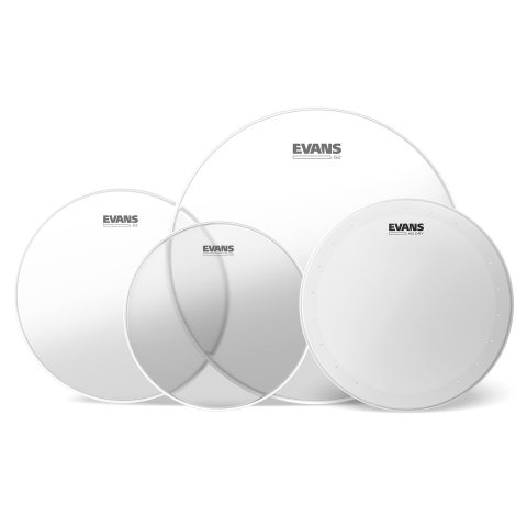 Evans Drum Heads – G2 Clear Rock Pack (10″, 12″, 16″) with 14″ HD Dry Snare Batter