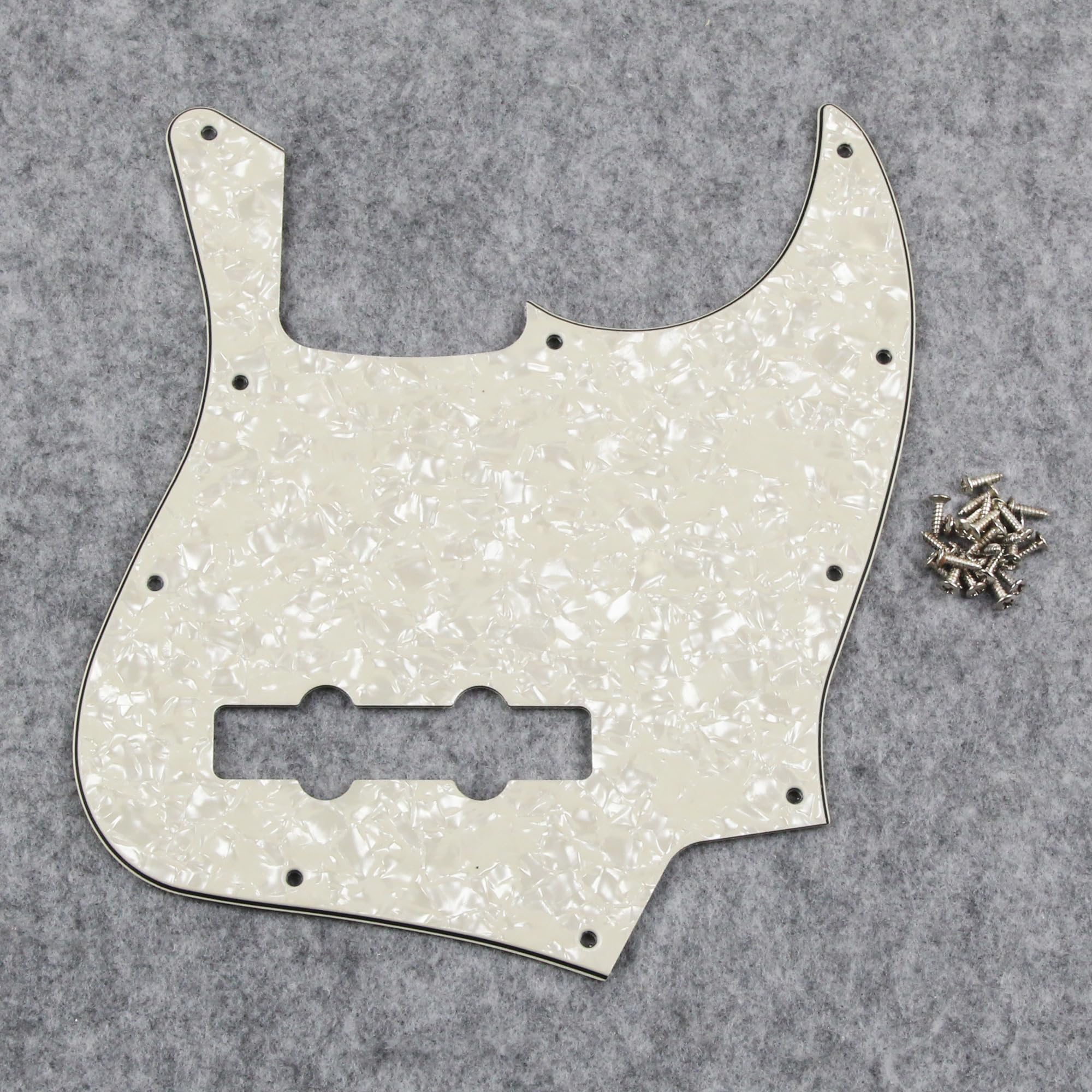 FLEOR 10 Hole J Bass Pickguard Scratch Plate Pick Guards for 4 Strings American/Mexican Standard J Bass Part, 4Ply Aged Pearl
