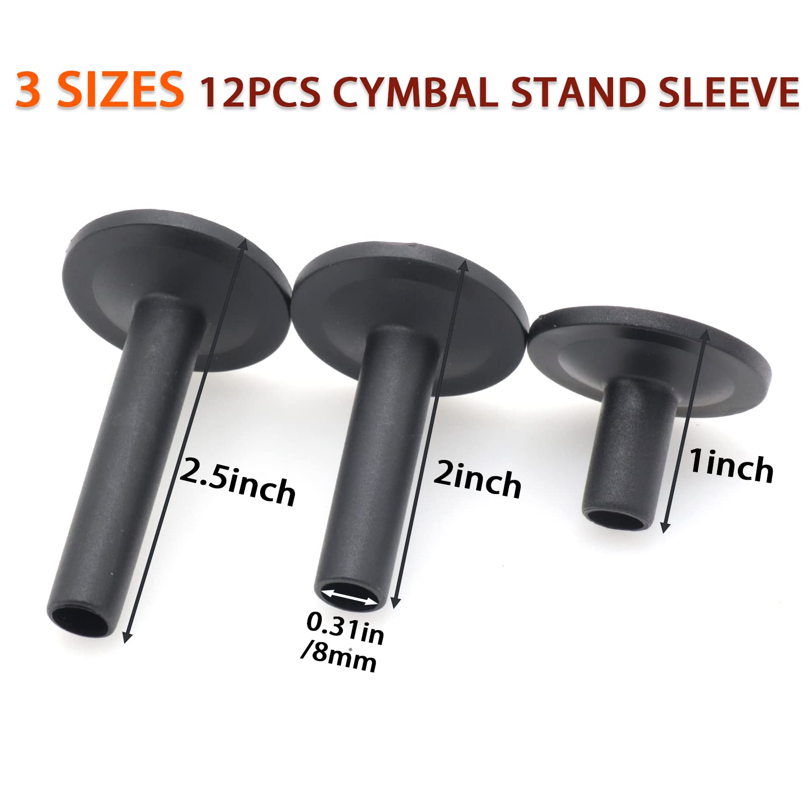 Cheerock Pack of 12 Red Cymbal Felts Sleeves, 3 Sizes Cymbal Stand Sleeve, Plastic Drum Sleeve for Percussion Drum Kit Part