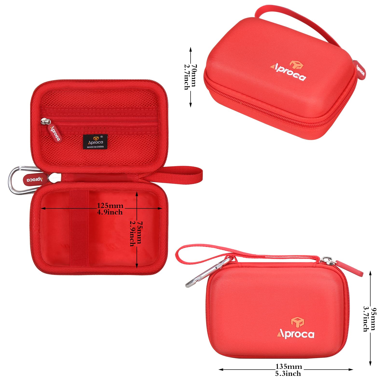 Aproca Case Compatible with JBL Go 4 / Go 3 Ultra-Portable Waterproof Dustproof Bluetooth Speaker, Portable Storage Bag for Accessories -Red (Case Only)