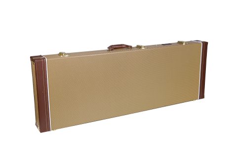 Crossrock Electric Guitar Wood Case Fits Fender Telecaster and Stratocaster-Vinyl Tweed (CRW600ETW)