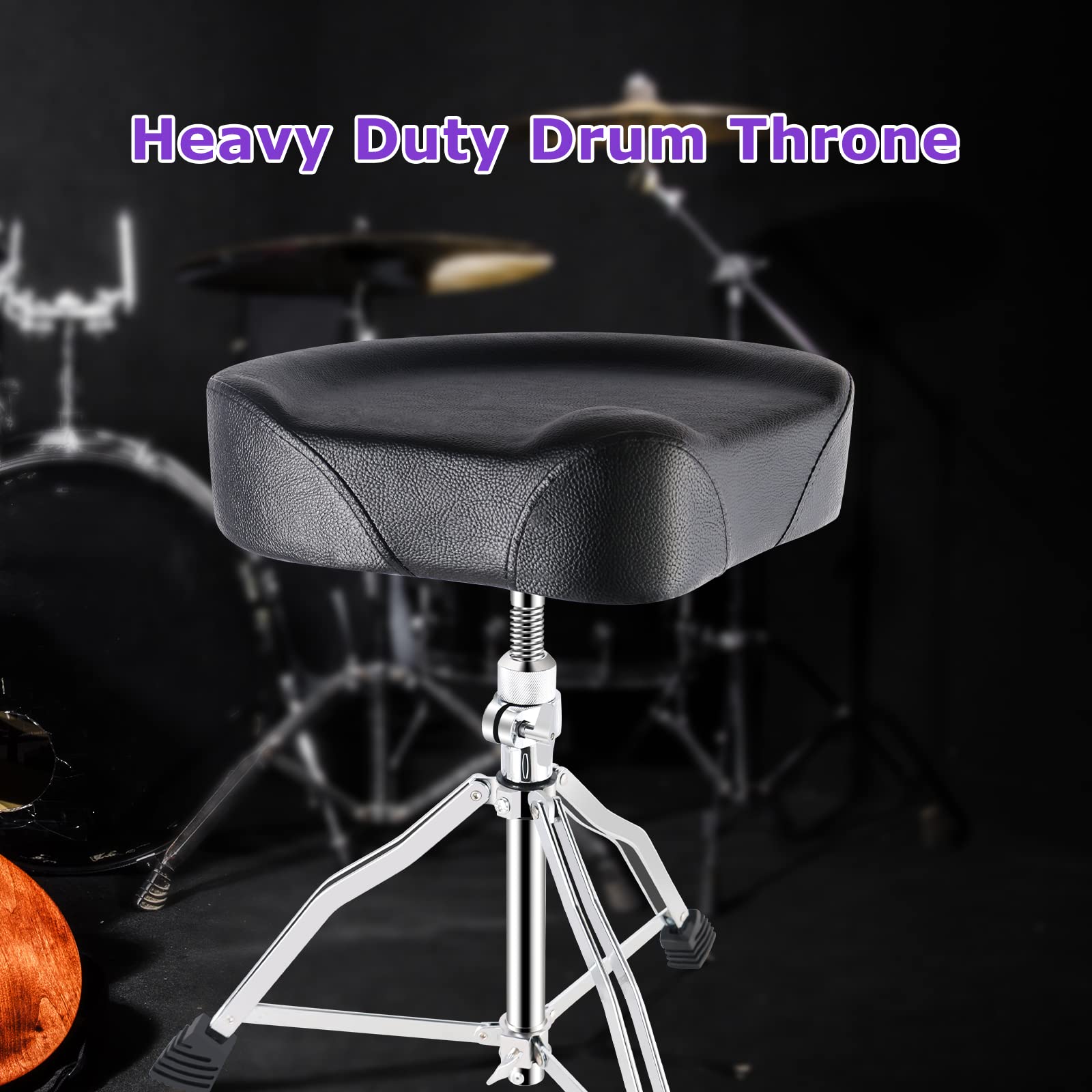 EASTROCK Drum Throne Adjustable Height, Drum Stools Rotatable Padded Motorcycle Style Drum Seat Drum Chair with Anti-Slip Feet for Drummers, Adult