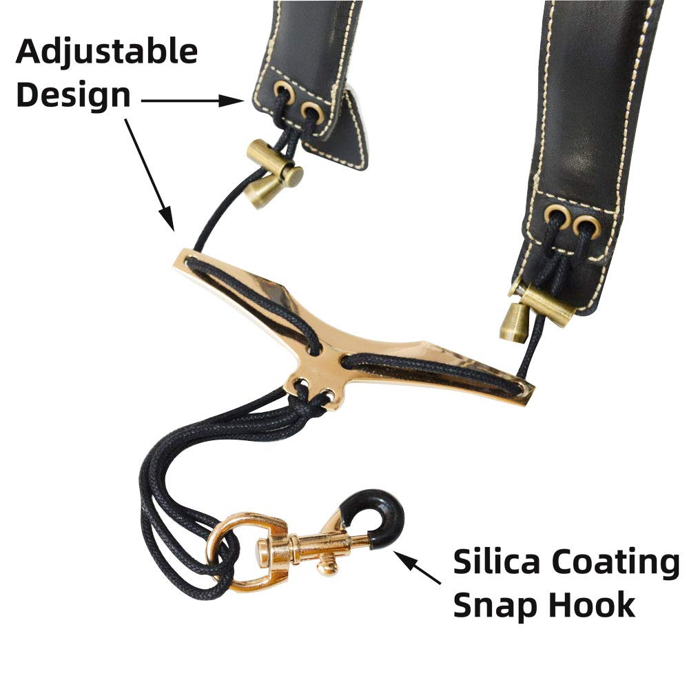 adorence Saxophone Shoulder Strap – Handmade Leather Saxophone Harness Strap, No Neck Stress, Lengthened for Tenor/Baritone/Alto – Red