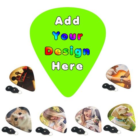 PLKIUYT 6-Pack Customized Guitar Picks Personalized Guitar Accessories Two Sides Printing with Your Name Text Picture Guitar Pick for Men and Women, LawnGreen, 0.71mm