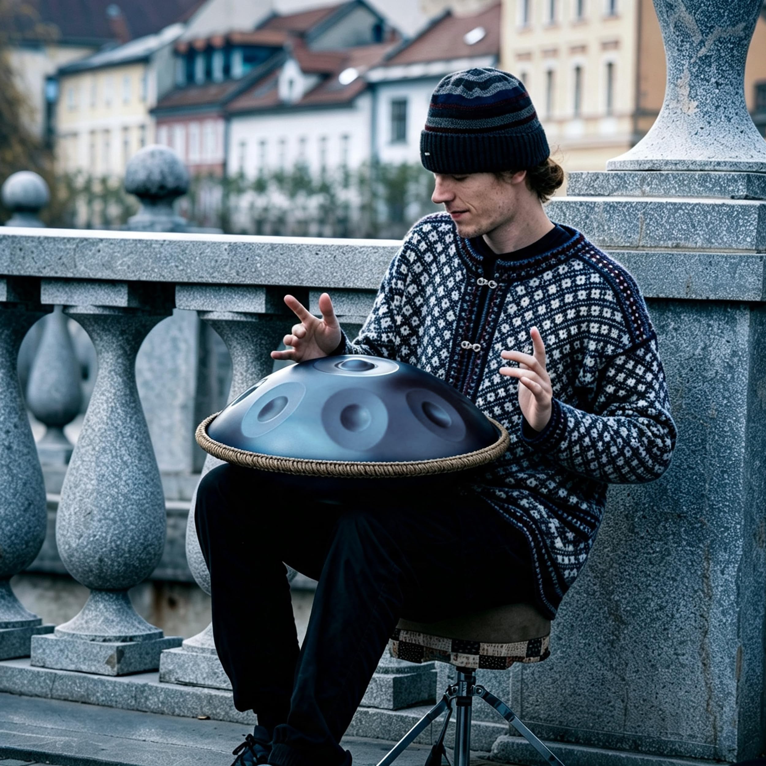 LOMUTY Handpan Drum 22 Inch for Adults 14 Notes – Hand Pan Drum(Blue)