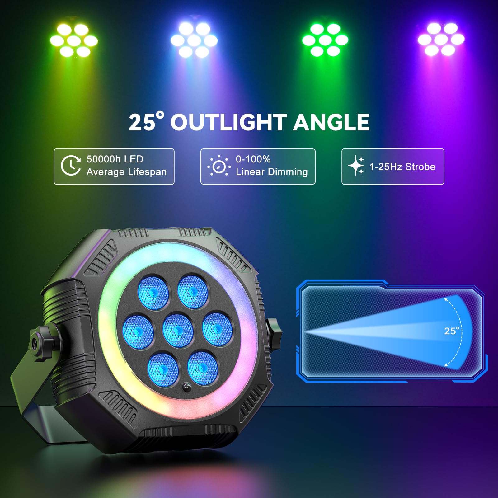 Stage Lights Mini RGB Battery Powered Uplights LED Rechargeable Par Can Lights with Halo, Sound-Activated Auto Wireless Uplights for Events Indoor Outdoor Party Wedding Stage Lighting(8 Pack)