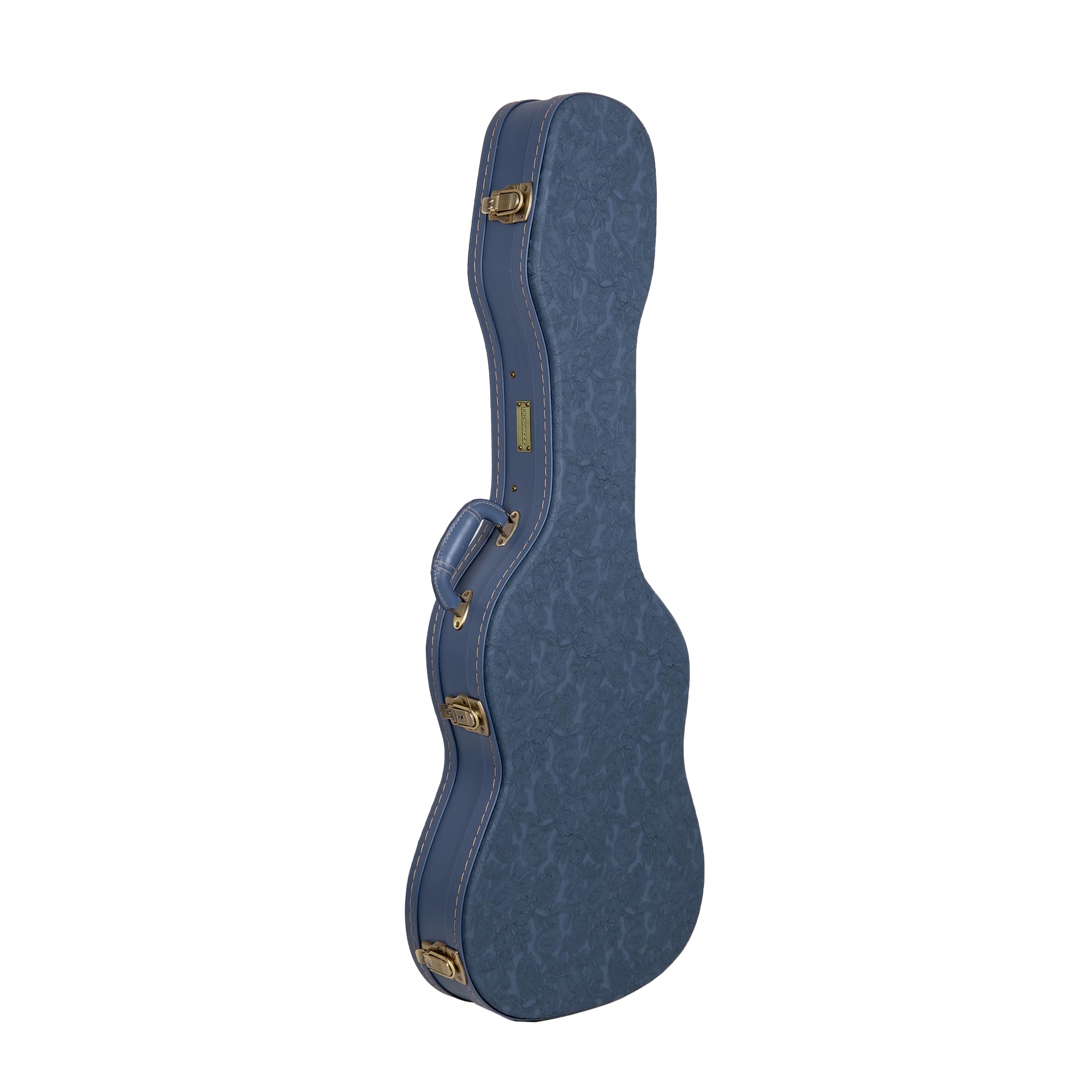Crossrock Relief Series Electric Guitar Case for Telecaster & Stratocaster Style | Carved Smoke Blue Finish, Monochrome Blue Velvet Interior, Lock (CRW630STSB)