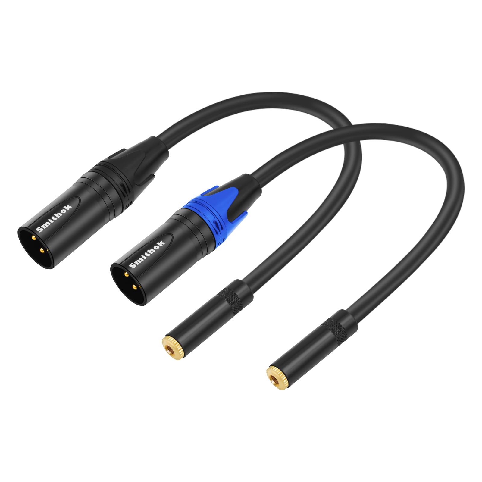 Smithok 2-Pack 3.5mm to XLR,Balanced 3.5mm 1/8 inch Female Stereo TRS Mini Jack to 3-Pin XLR Male Audio Converter Adapter Cable – 1feet(30cm)