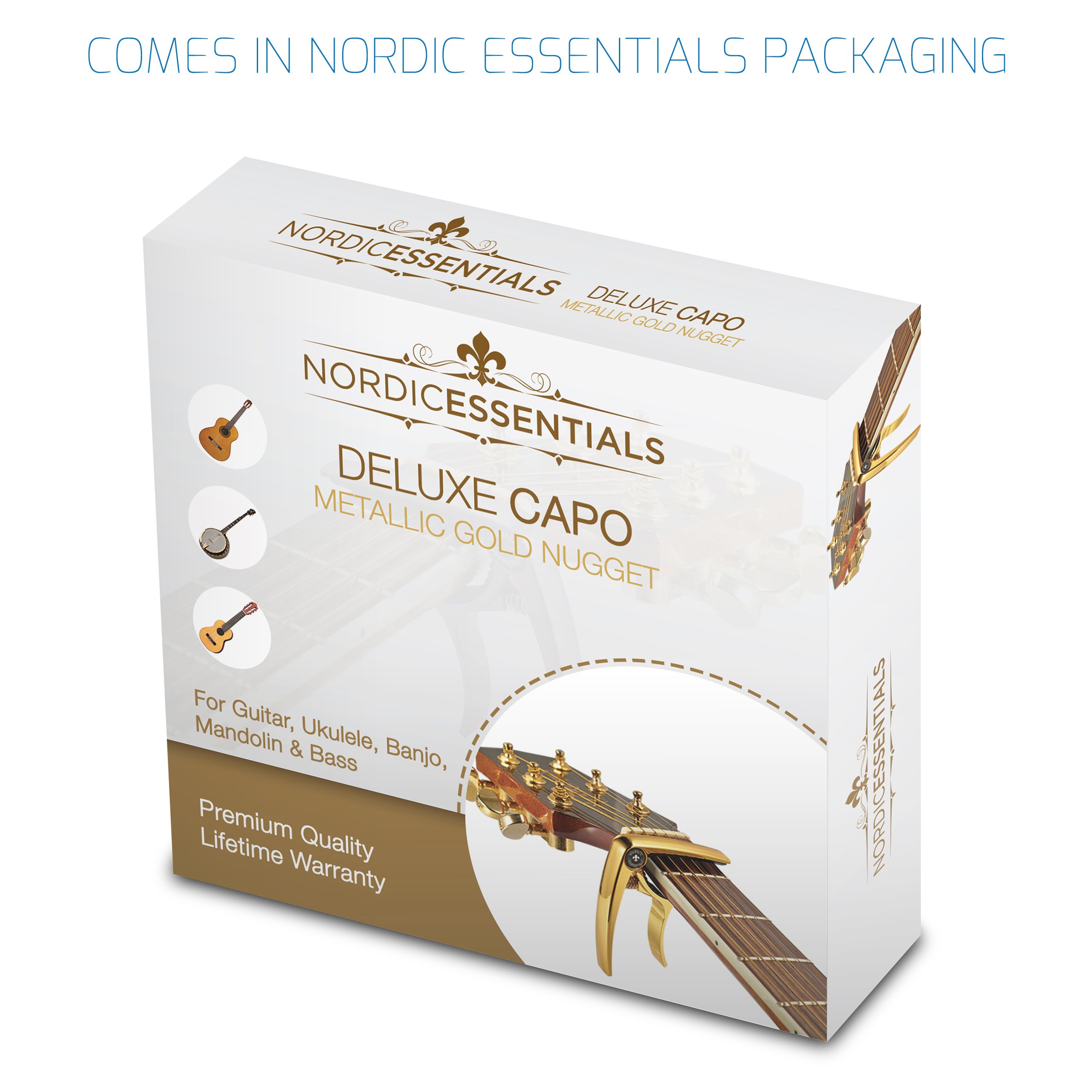 Nordic Essentials Guitar Capo for Acoustic Guitar, Ukulele, Banjo & Bass