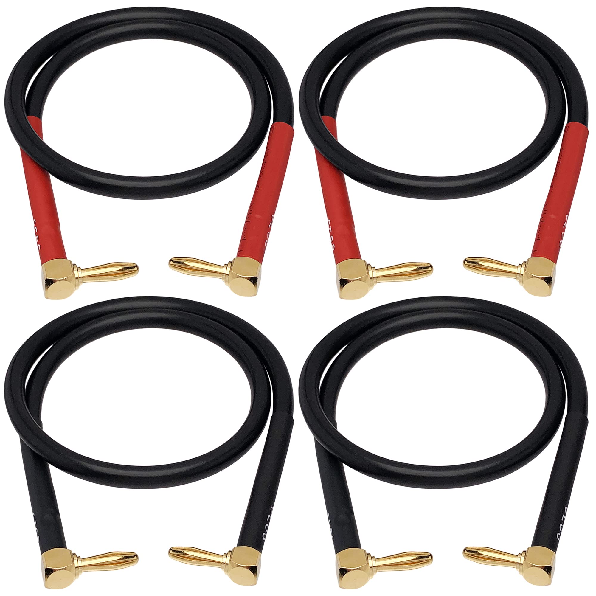 CNCESS Right-Angle Banana Jumper Cable, 8AWG, 4-Pack (18 Inches)