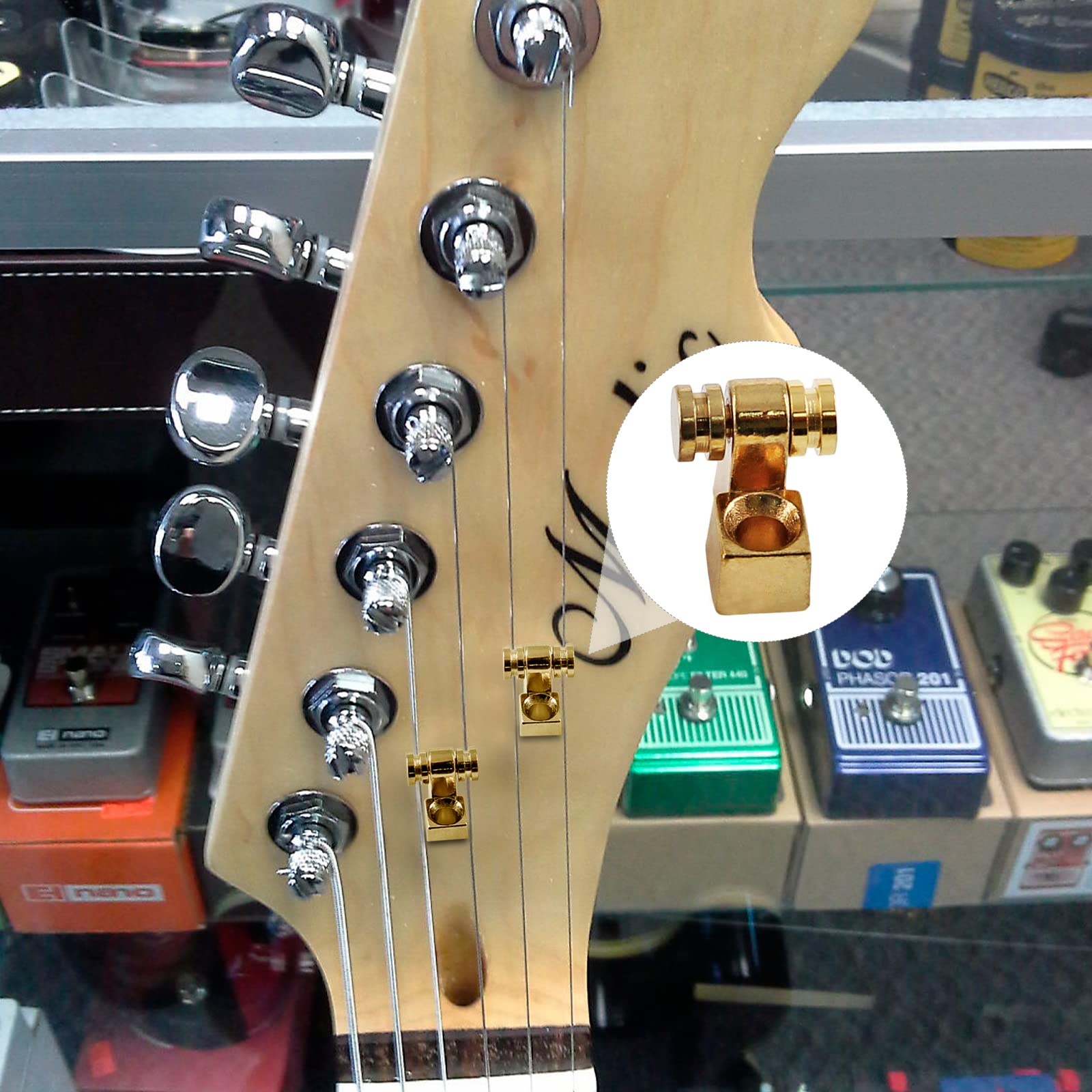 Jersvimc 2 Pcs Guitar Roller String Tree, Gold, for Tele Start