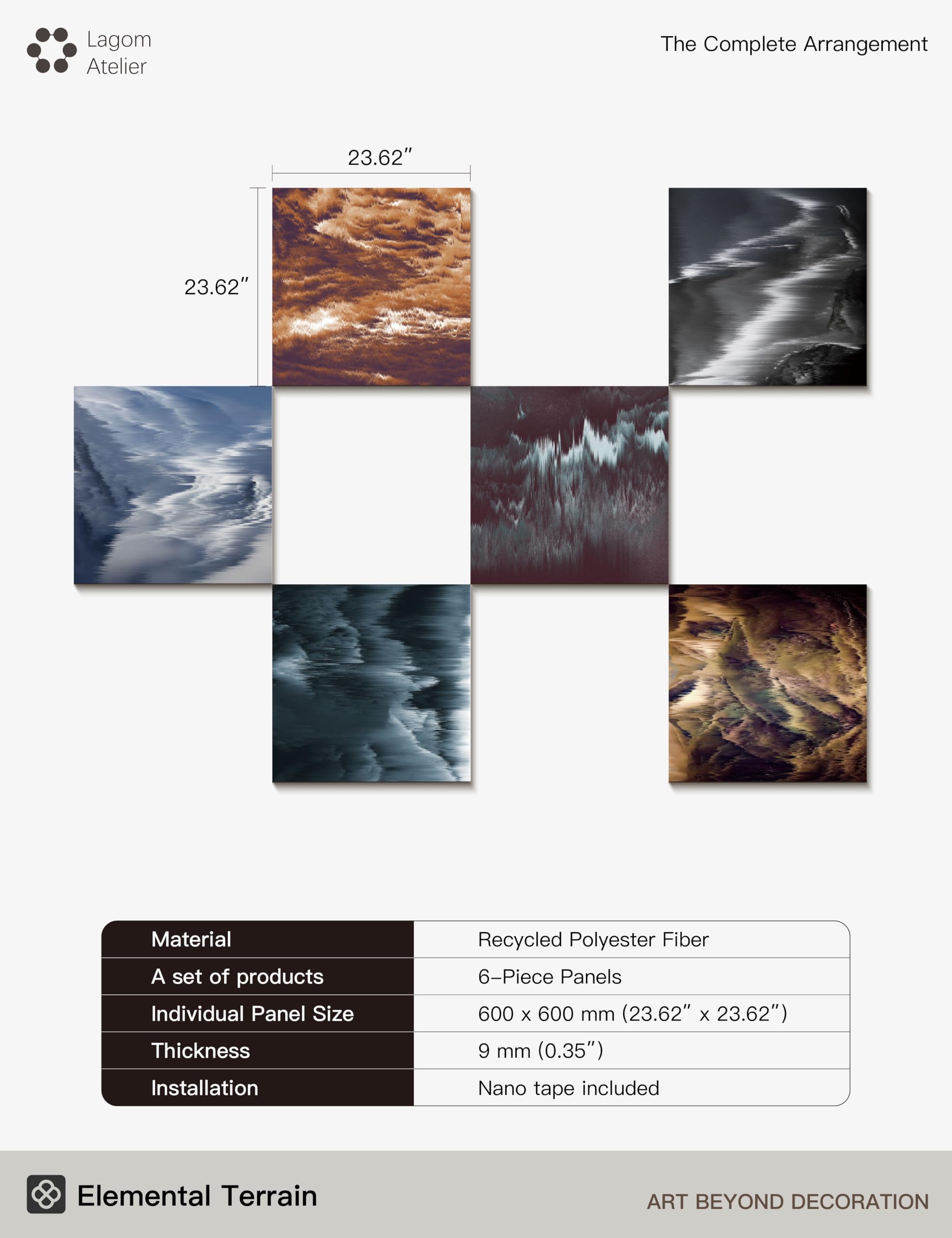 Acoustic Panels for Walls, Art Panels, Sound Absorbing, 23.62 x 23.62 In