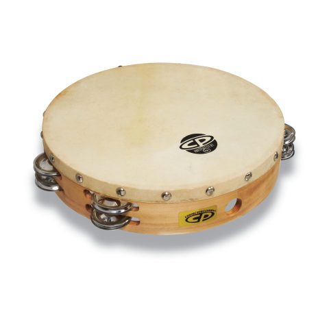 CP380 10″ Wood Tambourine, Headed, Double Row Jingles