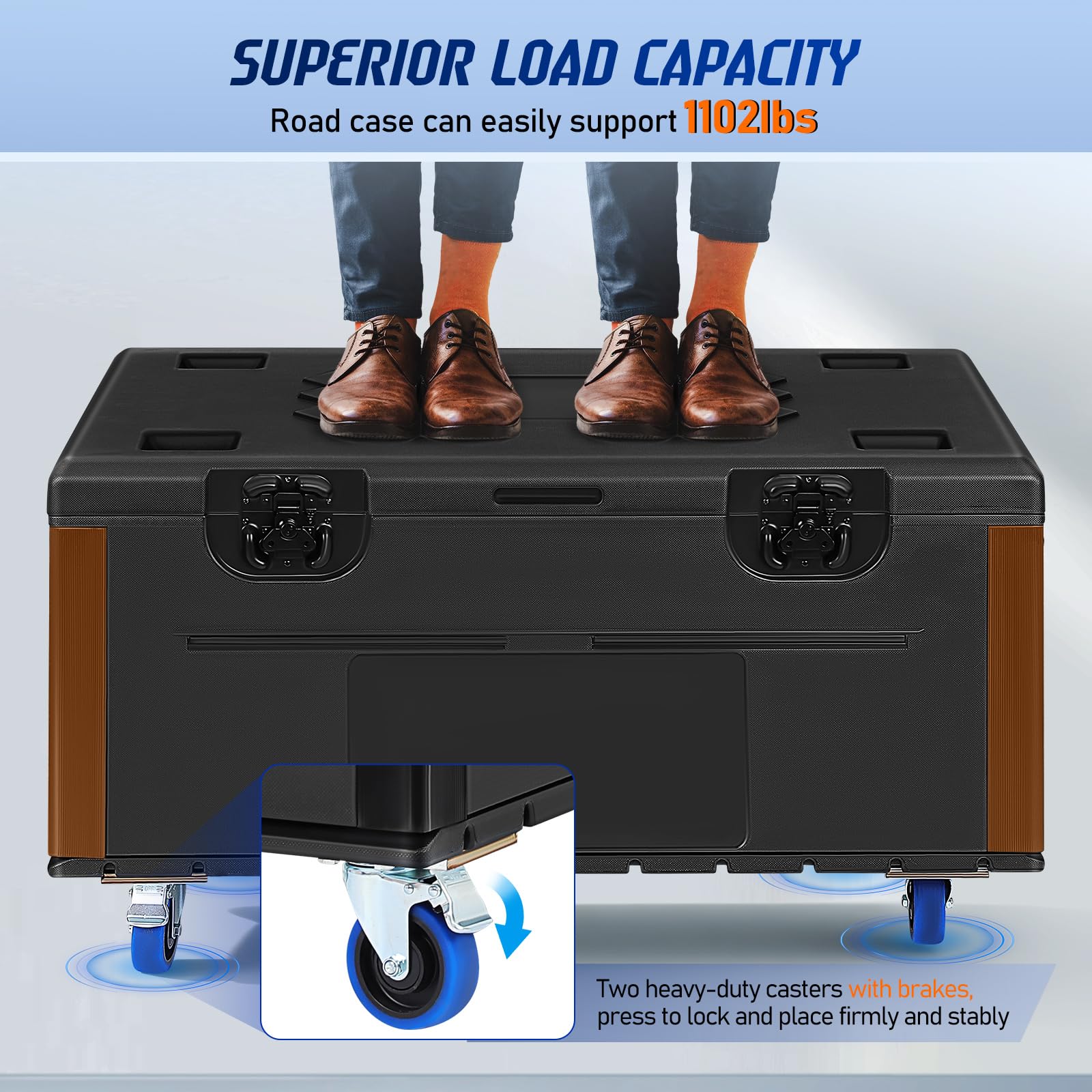 3 PACK Rolling Road Case with Heavy Duty Silent Wheels