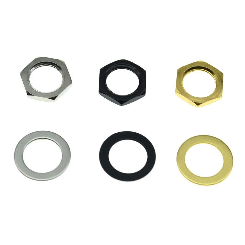 KAISH 20pcs Metric Guitar Input Output Jack Socket Nut and Washer Guitar Jack Nuts for Import Guitars Nickel