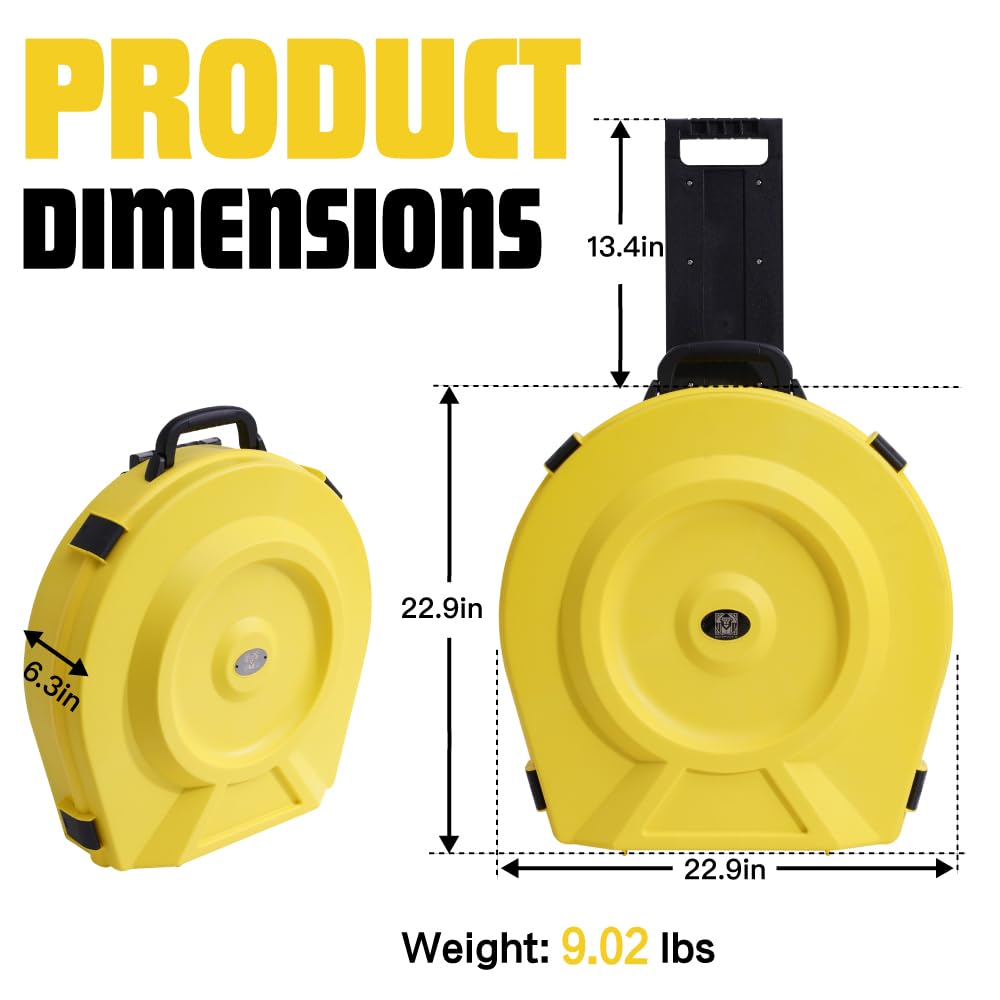 GORPANIX 22” Cymbal Case With Wheels, Rolling Cymbal Hard Case With Foam, Fits 10 × 21″ Cymbals, Design for Drum Cymbal, Cymbal Vault Upgrade Cymbal Bag, Tour Edition for Drummer