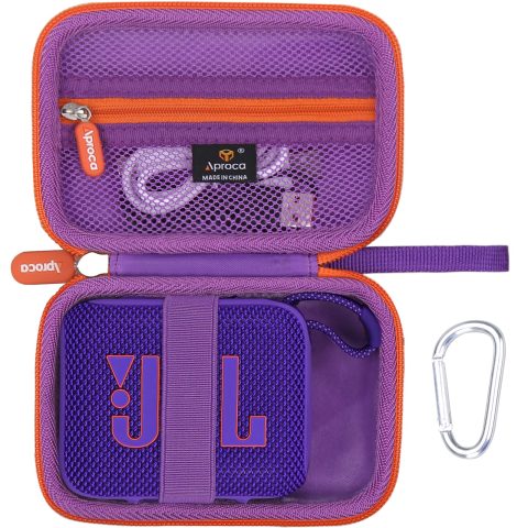Aproca Case Compatible with JBL Go 4 / Go 3 Ultra-Portable Waterproof Dustproof Bluetooth Speaker, Portable Storage Bag for Accessories -Purple (Case Only)