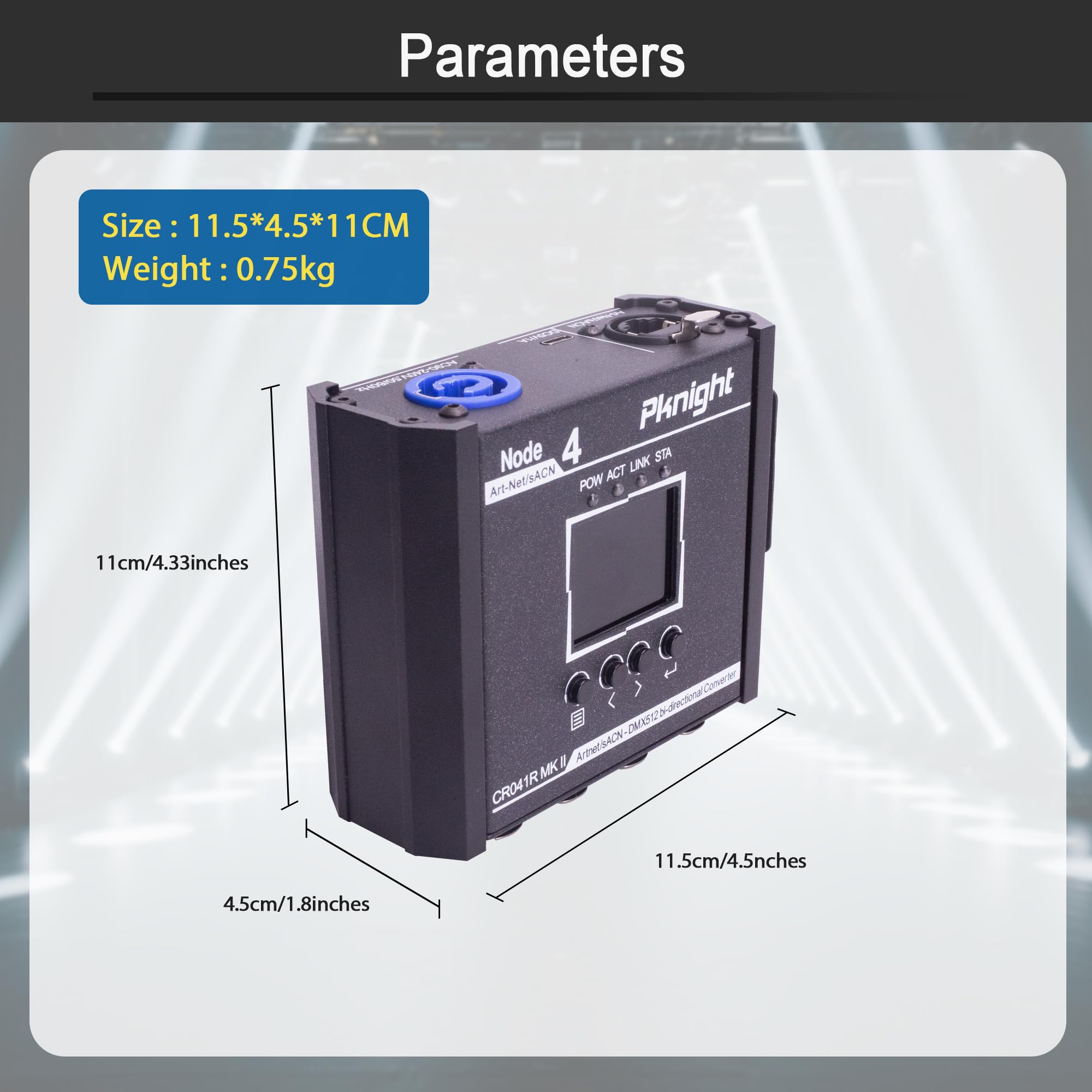 Pknight 3-Pin 4-Port Bidirectional ArtNet/sACN to DMX512 Node