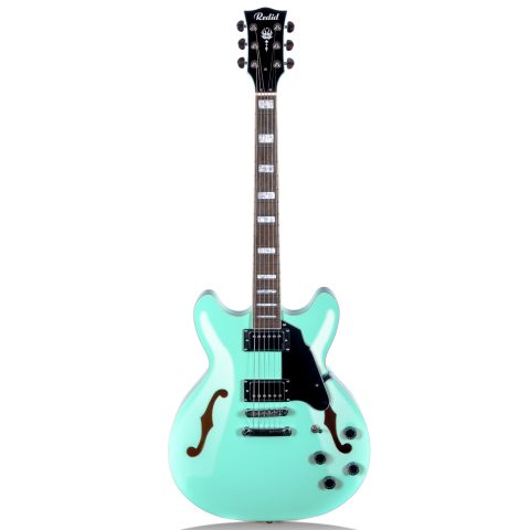 Redid Semi-Hollow Body Electric Guitar RD-100 Jazz Guitar with F-Hole,Maple neck,humbucker Pickups(Green)