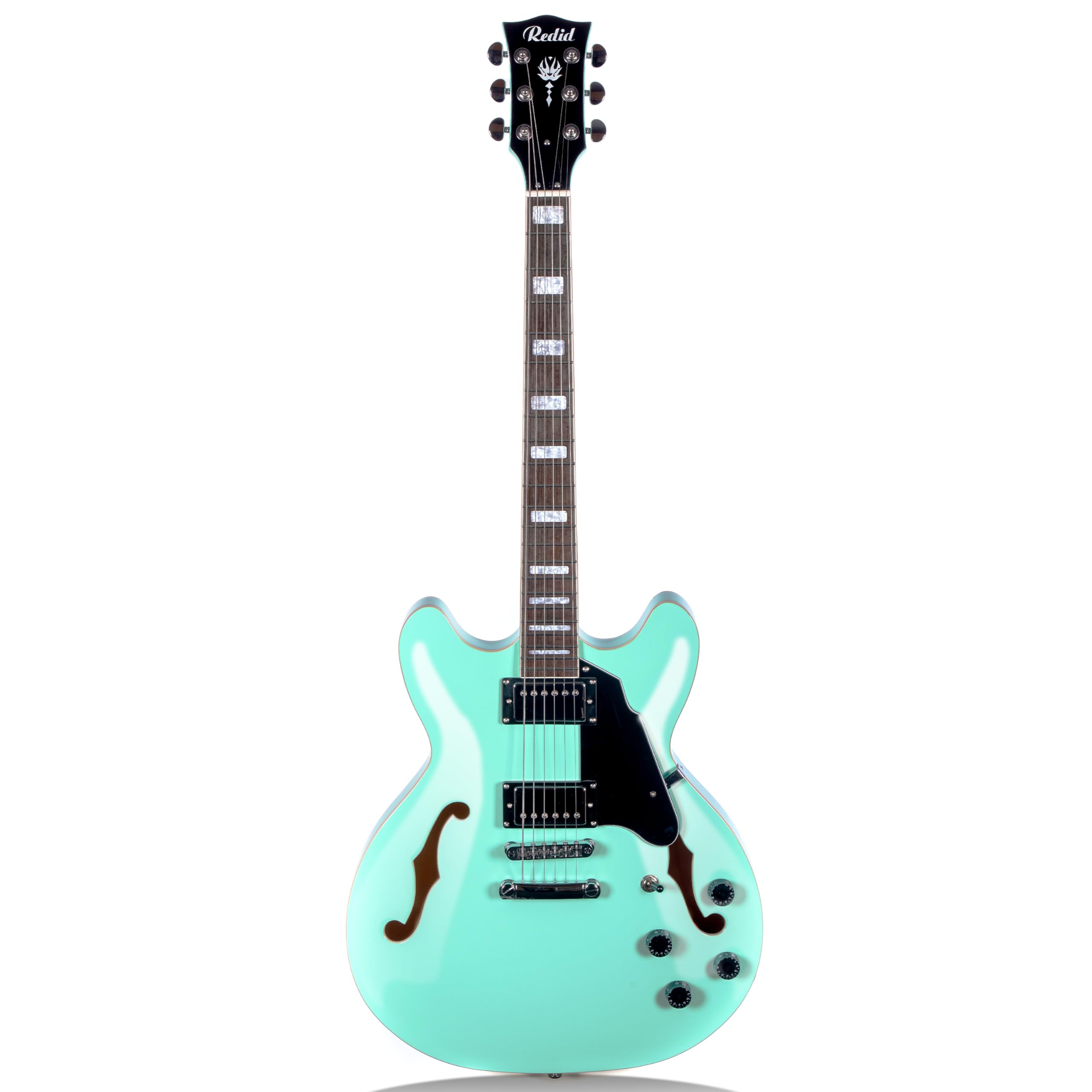 Redid Semi-Hollow Body Electric Guitar RD-100 Jazz Guitar with F-Hole,Maple neck,humbucker Pickups(Green)