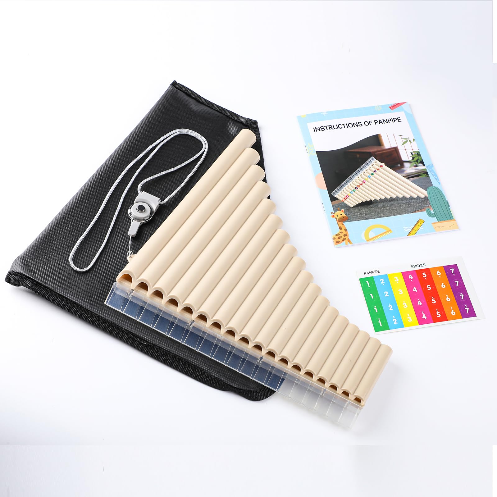 Deekec 18 Pipes Pan Flute C Key – Instrument Design for Easy Play, Perfect for Students and Learning-Beginner-Friendly (Lvory)