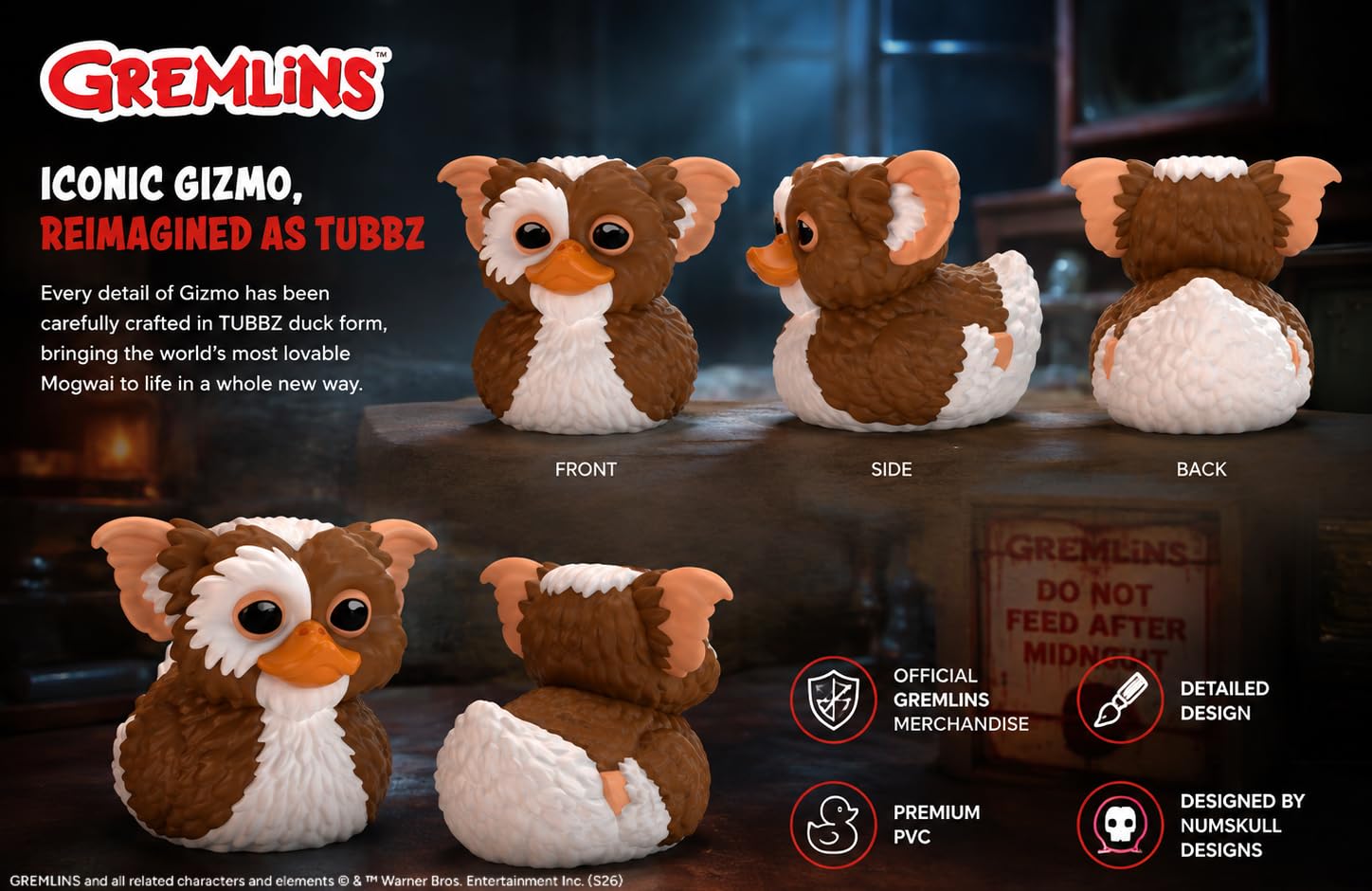 TUBBZ: Gremlins Gizmo Rubber Duck Collectible Toy with Bathtub, 3.5″