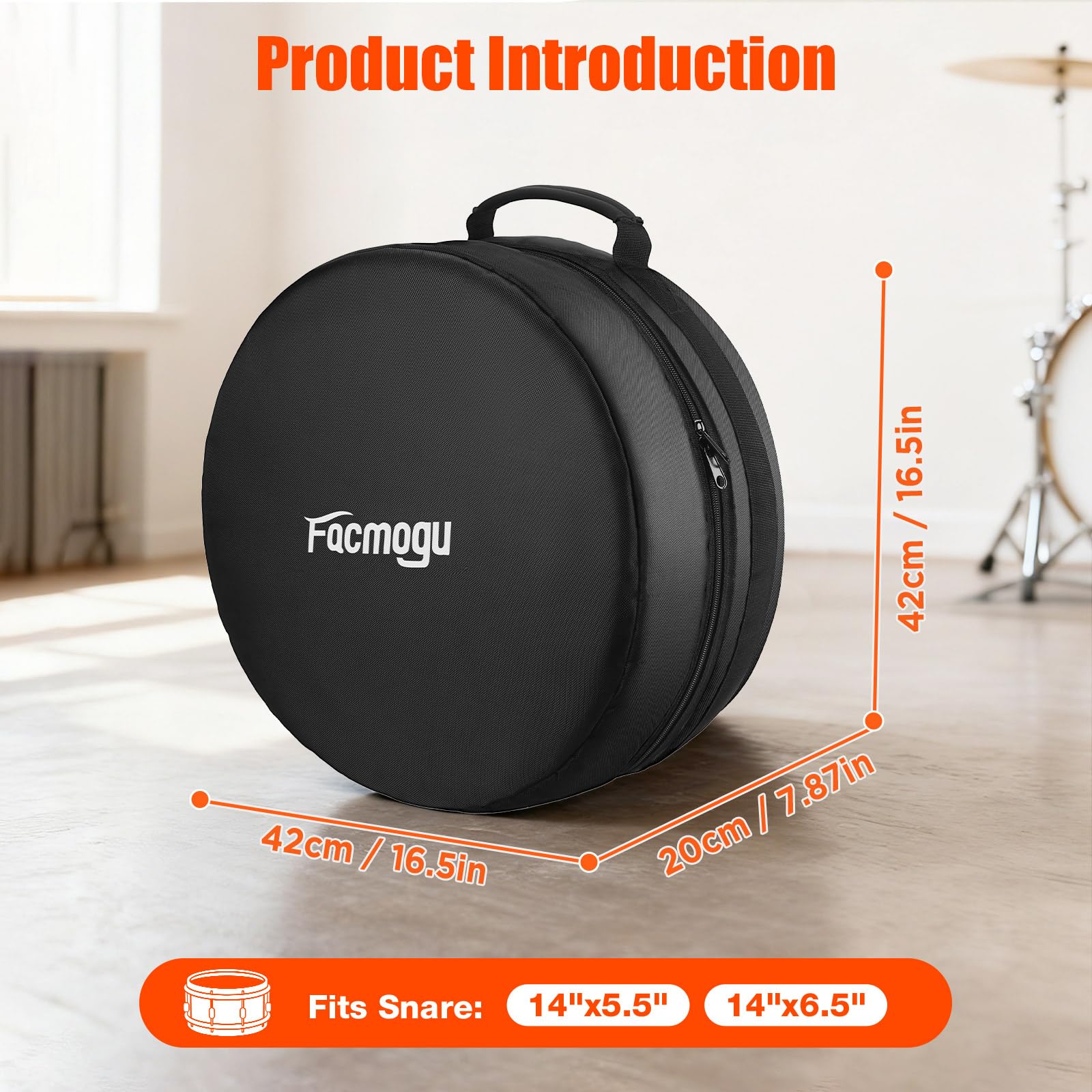 Facmogu Snare Drum Case w/Reinforced Handle, Drums Bag for Cymbal Storage