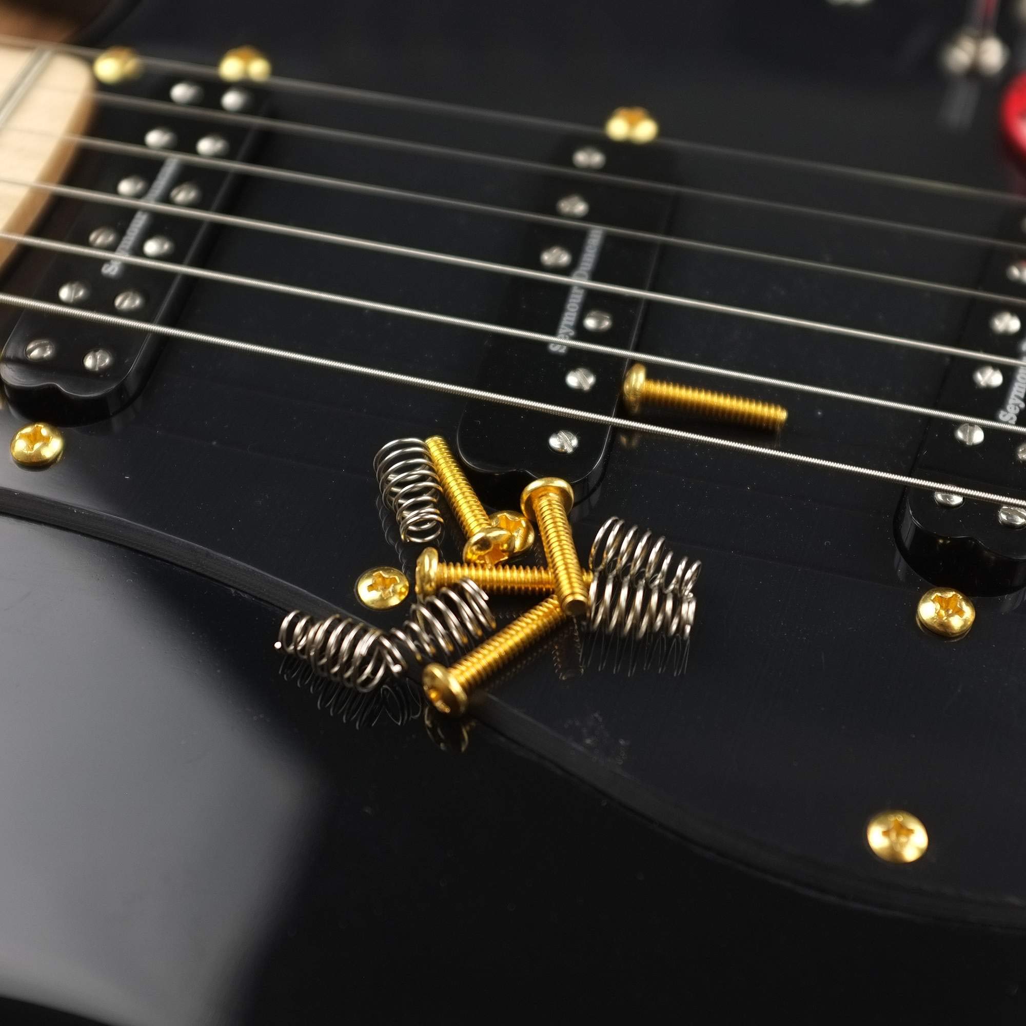 MAKA Guitar Screw Kit Assortment Box Kit for Electric Guitar Bridge, Pickup, Pickguard, Tuner, Switch, Neck Plate, with Springs, 9 Types, Total 149 Screws, Gold