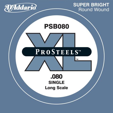 D’Addario PSB080 ProSteels Bass Guitar Single String, Long Scale, .080